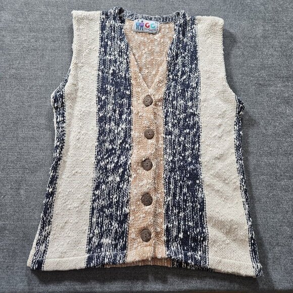 GG for Wintex Fashion Vest Women M Stripes Cotton Marled Y2K Streetwear Boho VTG - Picture 7 of 12